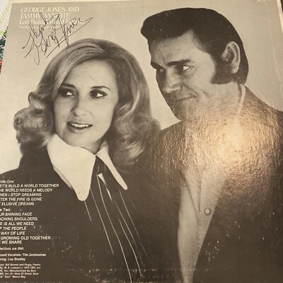 George Jones and Tammy Wynette Lets Build A World Together 1973 AUTOGRAPH George Foto 1 de 4