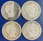 Set Lot 4 Four Barber Half Dollars 1894-S 1901-S 1902-O 1915-S Silver Coins B353