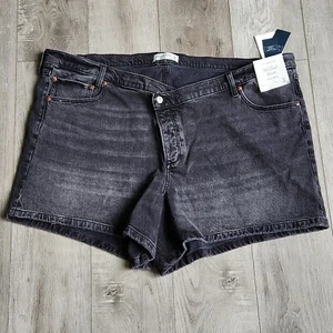 Abercrombie Fitch NEW Women's 24 The Dad Shorts High Rise Faded Black Button Fly - Picture 1 of 6