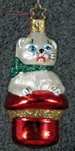 Inge Glas Ornament - Katze mit rotem Hut - Bild 1 von 3