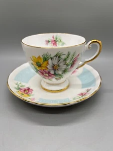 Tuscan Birthday October Flowers Cosmos Cup Saucer ENGLAND - Picture 1 of 14