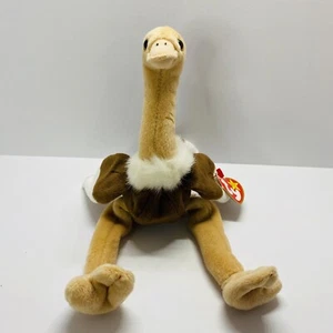 TY Beanie Baby STRETCH peluche de avestruz juguete de peluche de 11 pulgadas - Imagen 1 de 9