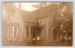 RPPC Private Residence Kids w Bicycle Albia Iowa VTG Unposted Photo Postcard - Picture 1 of 3