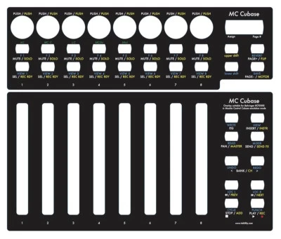 TAKTILITY Overlay (schwarz) für Behringer BCF2000 emulation "Mackie Control for Cubase"