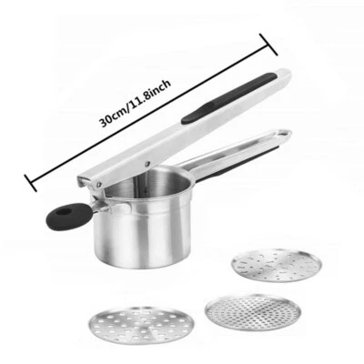 Ricer y triturador de patatas con 3 discos intercambiables y asas de agarre de silicona Foto 1 de 4