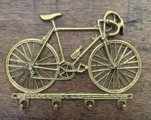 Vintage Brass Bicycle Key Holder Decoration 8” Long - Picture 1 of 2