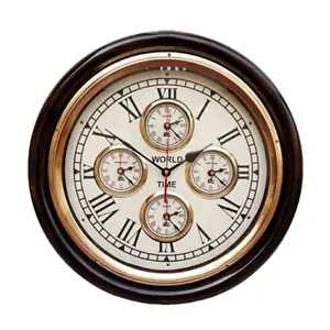 16 inch Wall Clock World Time Non-Ticking Traditional Retro Simulated Clock - Picture 1 of 4