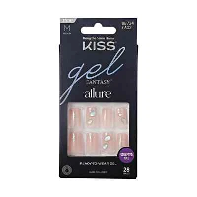 KISS Gel Fantasy Allure listo para usar uñas postizas cuadradas medianas, rosa joya Foto 1 de 2