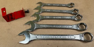 Vintage Sears 5 piece SAE Combination Wrench Set Japan BF w/ Holder Chrome Tools - Picture 1 of 18