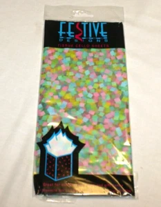 10 Gift Tissue Cellophane Sheets 18" x 30" Pastel Square Dots Wrap - New - Picture 1 of 2