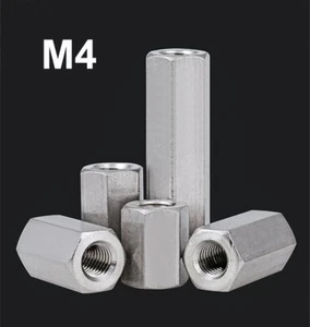 M4 304 Stainless Steel Coupling Nuts Full Thread Nuts Sleeve for Thread Rod - Picture 1 of 7