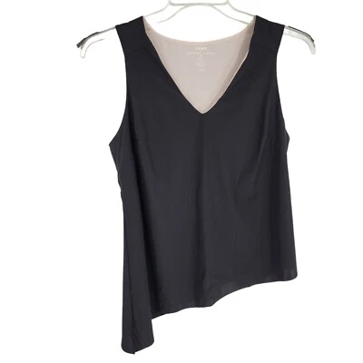 Top Universal Standard The Game cuello en V sin mangas dobladillo asimétrico 6/8 negro Foto 1 de 3