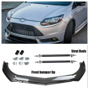For Ford Focus 2012-2014 Carbon Style Front Bumper Lip Splitter + Strut Rods US - Picture 1 of 16