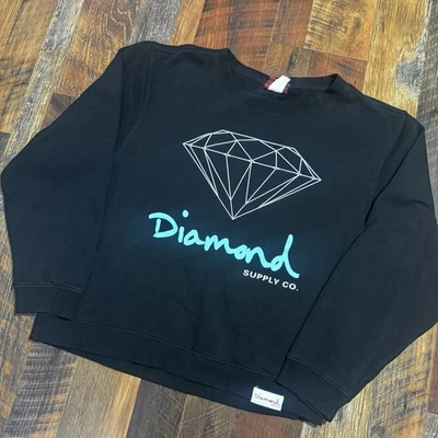 Diamond Supply Co. para mujer Sudadera Script Cuello Redondo Negra Grande Foto 1 de 4