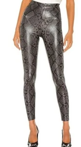 7 for all Mankind Snakeskin Print Faux Leather Leggings Pants Black Gray Size M - Picture 1 of 10