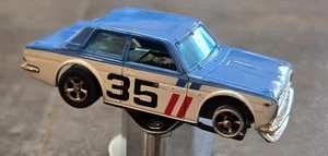 VINTAGE AURORA AFX DATSUN 510 HO SLOT CAR BLUE WHITE W CHASSIS NICE  - Picture 1 of 8