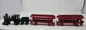 🔥 Vintage Gusseisen Zug #78 schwarz & 2 rote Metall Personenwagen rot - Bild 1 von 11