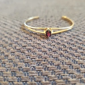 Vintage Gold Cuff Bracelet With Rudy Gemstone Estate Find  - Picture 1 of 5