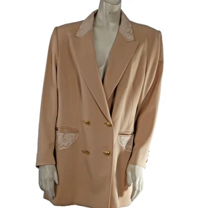 Vintage ESCADA Blazer Margaretha Ley beige bestickt - zweireihig - Gr. 44 - Bild 1 von 16