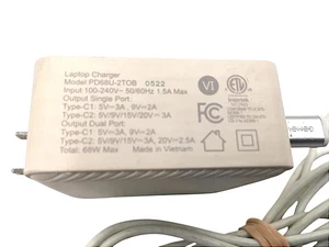 Heyday Laptop Tablet Phone Charger 2-Port Type C 18-68W PD68U-2TOB 0522 - Picture 1 of 7