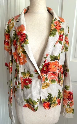 Chaqueta Blazer Benetton Naranja Otoño Floral Corte Años 80 De Colección Talla Pequeña Foto 1 de 4