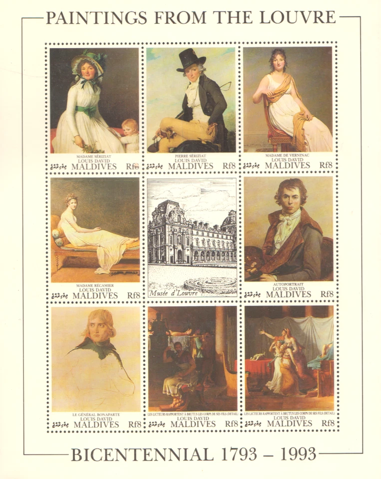 Maldives Art/Artist/Paintings From The Louvre/Louis David 1993 MNH - Image 1 of 1