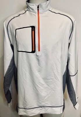 EUC!! FOOT JOY GOLF WHITE&GRAY 1/2 ZIP LAYER PULLOVER SHIRT +LOGO *L - Image 1 of 4