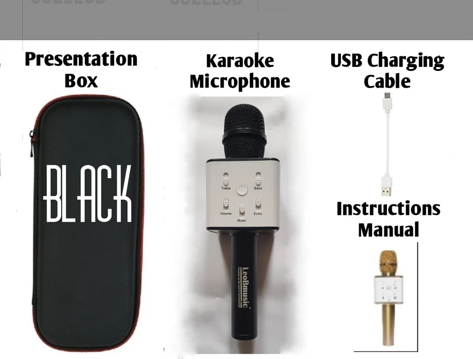 Official Black Ltd Edition Q7 LeoBMusic Karaoke Microphone Bluetooth Speaker   - Image 1 of 1
