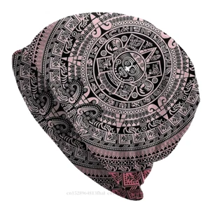 Mayan Aztec Calendar Skullies Beanies Caps Pattern Hat Winter Warm Bonnet Hats M - Picture 1 of 13