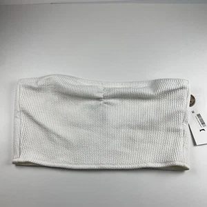 Hurley Tube Top Women Large White Textured Beach Ruched Sweetheart Neck Swimwear - Picture 1 of 7
