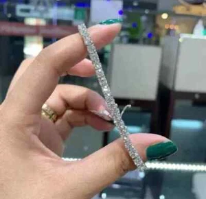 Lab Created Diamond Women's Tennis Bracelet 14K White Gold Plated 4Ct Round Cut - Picture 1 of 4