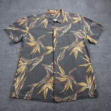 Kahala Hawaiian Shirt Mens XL Gray Floral Beach Button Up Short Sleeve