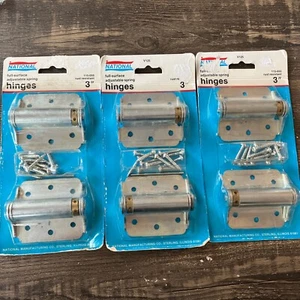 6 NOS National Hardware 115-055 V125 Adjustable Spring Hinges 3" FULL SURFACE - Picture 1 of 5