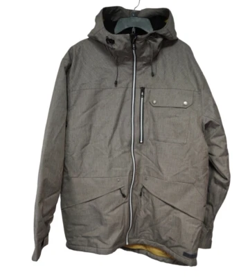 Hombre Body Guante Esquí Impermeable Gris Chaqueta Cremallera Completa Forrada Con Capucha Talla-XL Foto 1 de 4