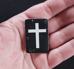 Mini LEATHER Religious Cross Biker Motorcycle Leather Patch Adhesive Sticky Back - Picture 1 of 7