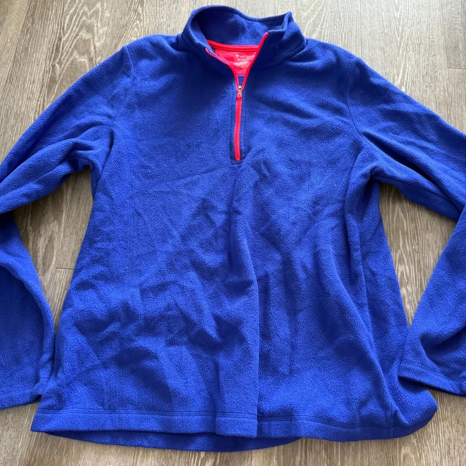 Suéter Pullover Tek Gear Para Hombre Talla XL 1/4 Cremallera Polar Azul Con Detalle Rojo Foto 1 de 4