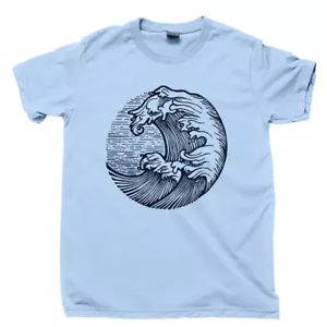 T-Shirt Ocean Waves tiefblau Meer Tauchen Segeln Surfen Strand Naturschutz T-Shirt - Bild 1 von 10