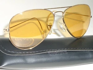 1960s CIRCA 58mm VINTAGE B&L RAY BAN WRAP-AROUNDS AMBERMATIC AVIATOR SUNGLASSES - Picture 1 of 12