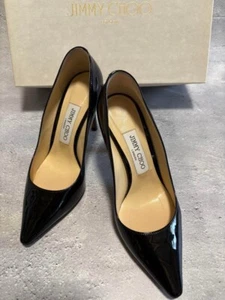 Jimmy Choo Shoes Pumps Heel Glitter EU 36 US 6 Patent Leather Black Used Ex+ JPN - Picture 1 of 24