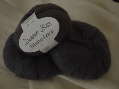 Debbie Bliss RIALTO LACE 004 Charcoal  🧶 2x ANGEL Fb. 003 Charcoal 🐛 100g (6) - Bild 1 von 4