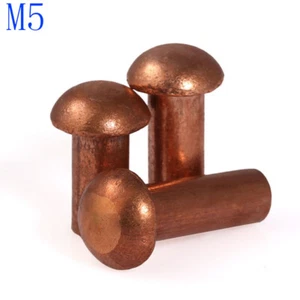 M5 5mm Button Round Head Solid Copper Rivet Knurled Rivet Nut Inser nuts - Picture 1 of 4