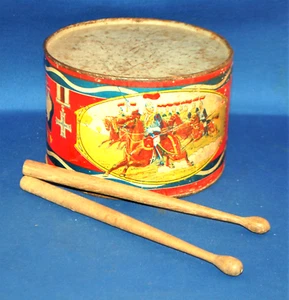 An antique child's toy drum, military prints, patriotic, rare - Picture 1 of 2