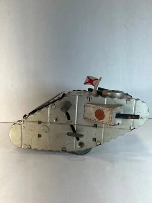 Tanque Doughboy de cuerda litográfica de hojalata Marx vintage de los años 30 - plateado - funciona Foto 1 de 4
