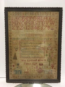FANTASTIC QUALITY FOLK ART 19th C SAMPLER JANE ROTHWELL AGE 10 1829 - Picture 1 of 12