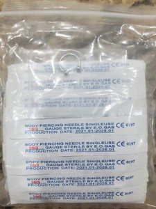 16G Straight Body Piercing Needle Sterilized Needles 50 pack with eyebrow pie... - Picture 1 of 1
