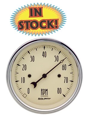 AutoMeter 1890 - Antique Beige 3-3/8" Tachometer - 8000 rpm - Image 1 of 3
