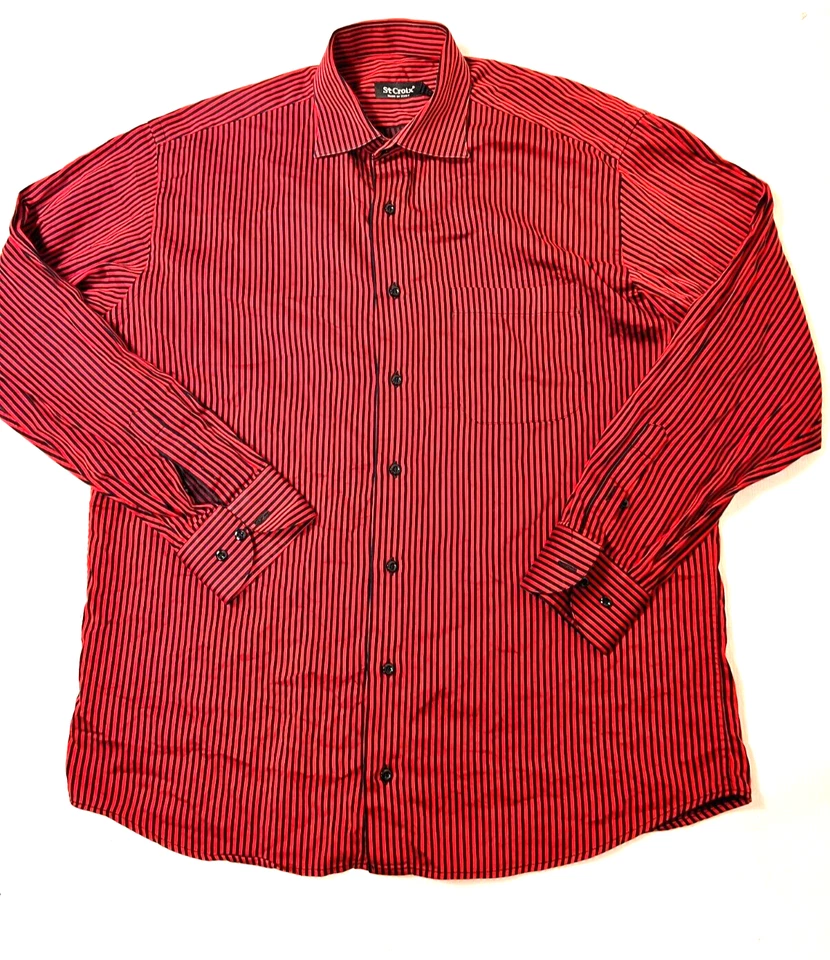 Camisa St. Croix Roja Rayas Manga Larga Con Botones Para Hombre L Bonita Foto 1 de 4