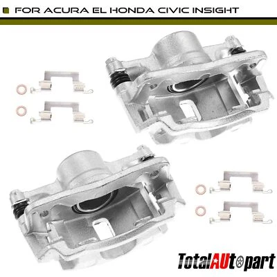 2x Brake Calipers Steel Piston w/ Bracket Front for Acura EL Honda Civic Insight - Image 1 of 4