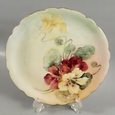 Antique JPL France Hand Painted  Red Yellow Nasturtiums Floral Porcelain Plate