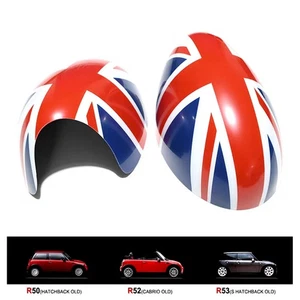 For MINI Cooper R50 R52 R53 2002-2006 Red Union Jack Side View Mirror Cover Caps - Picture 1 of 8
